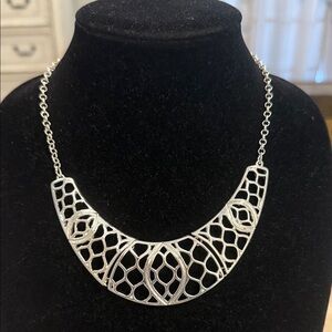 Lauren Conrad Silver Tone Choker Collar Pendant Statement Necklace